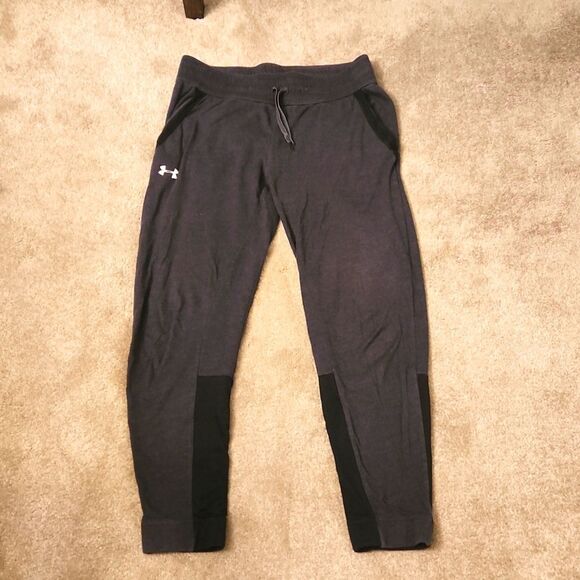 Under Armour Women's Loose-Fit Gray & Black Jogger Leggings Size M - Picture 1 of 8